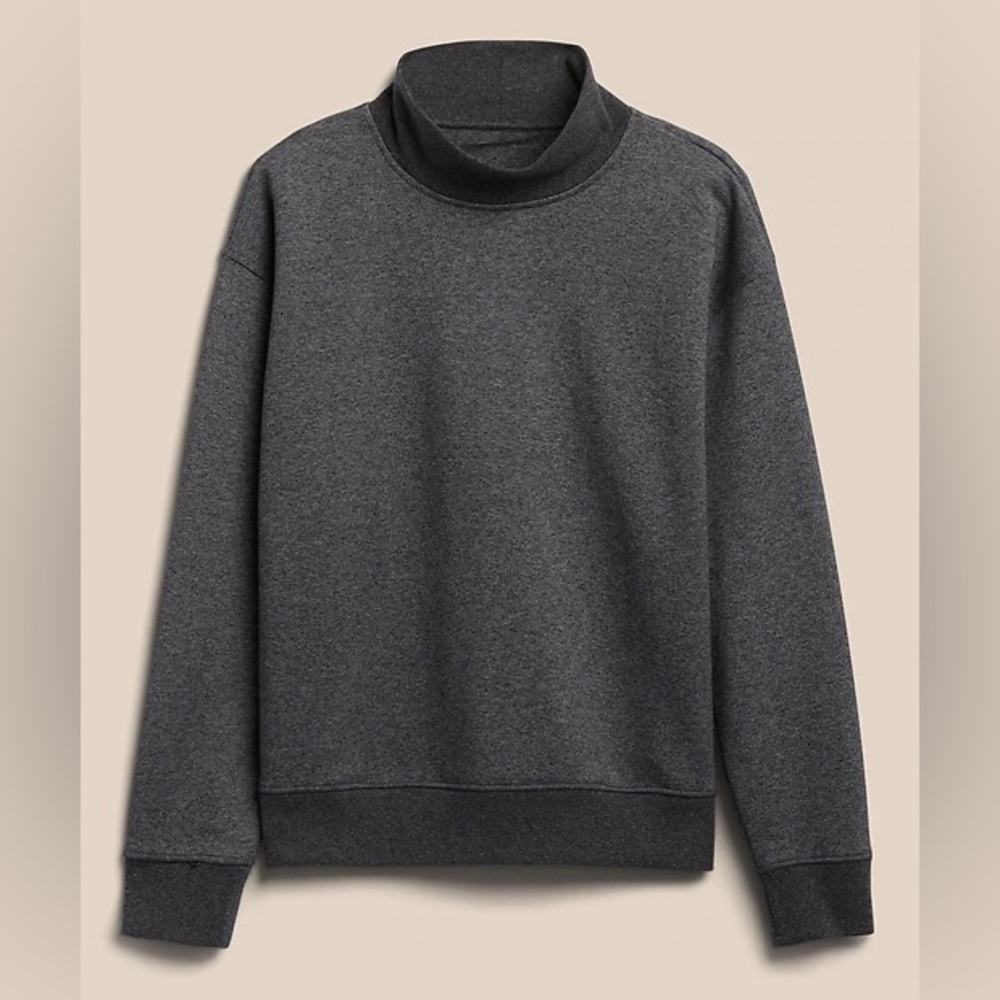 Banana Republic French Terry Mock Neck Sweatshirt Dark Charcoal Gray Sz M EUC